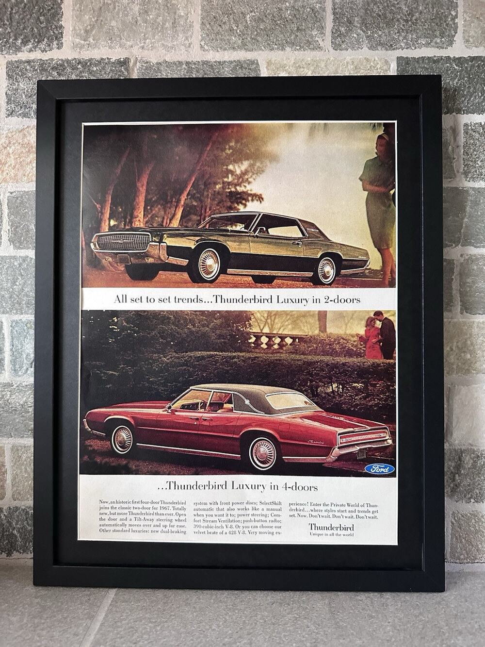 Framed 1967 Ford Thunderbird 2-door Coupe 4-door Classic Car Photo Ad